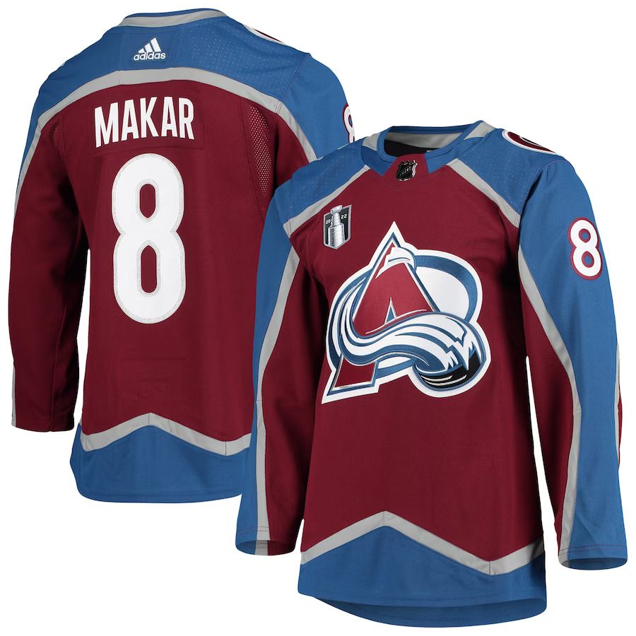 Men Colorado Avalanche #8 Cale Makar adidas Burgundy 2022 Stanley Cup Final Patch Authentic Player NHL Jersey